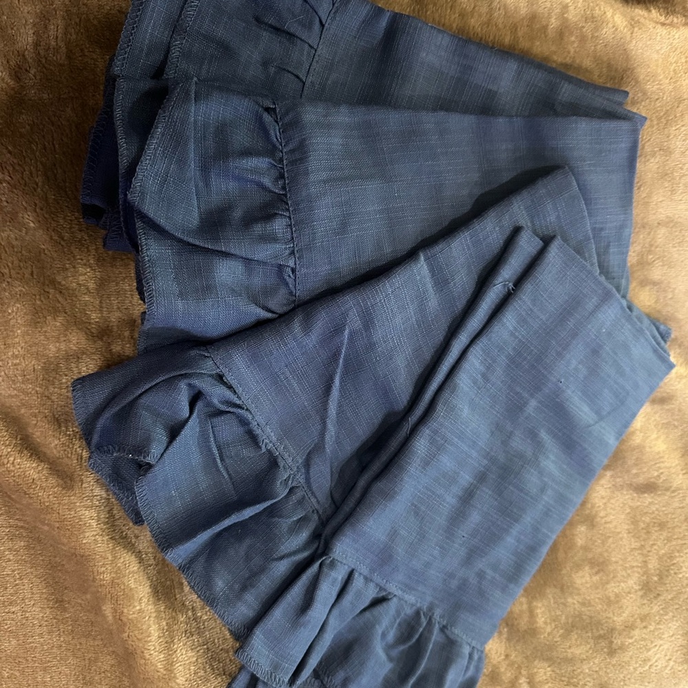 Set Of 4 Navy Ruffle Napkins